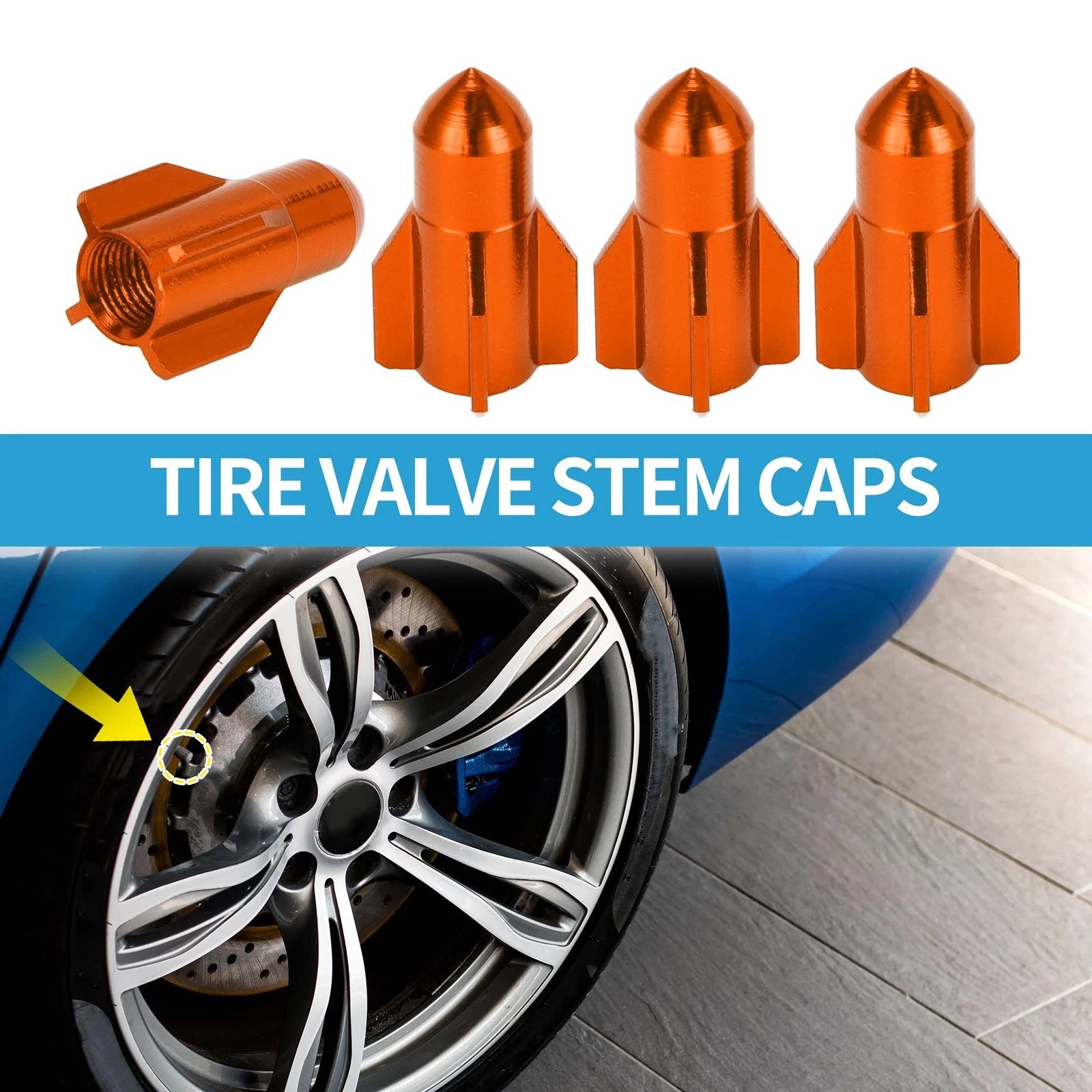 Valve Stem Caps 16x27mm Replacement for Car SUV Bike RV (4 Pack)