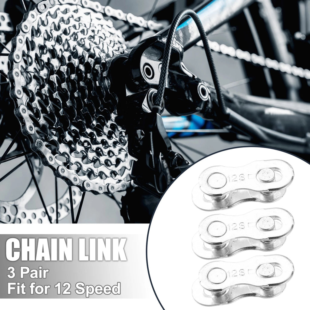 3 Pair 12 Speed Chain Master Link Connectors Silver Tone for Bike Bicycle MTB