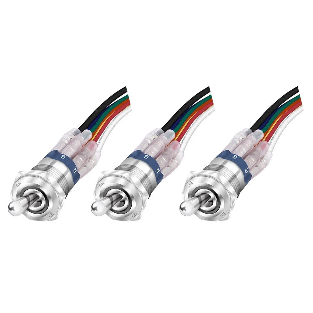 3PCS RGB Waterproof Toggle Switch with LED Indicator for Marine Automotive