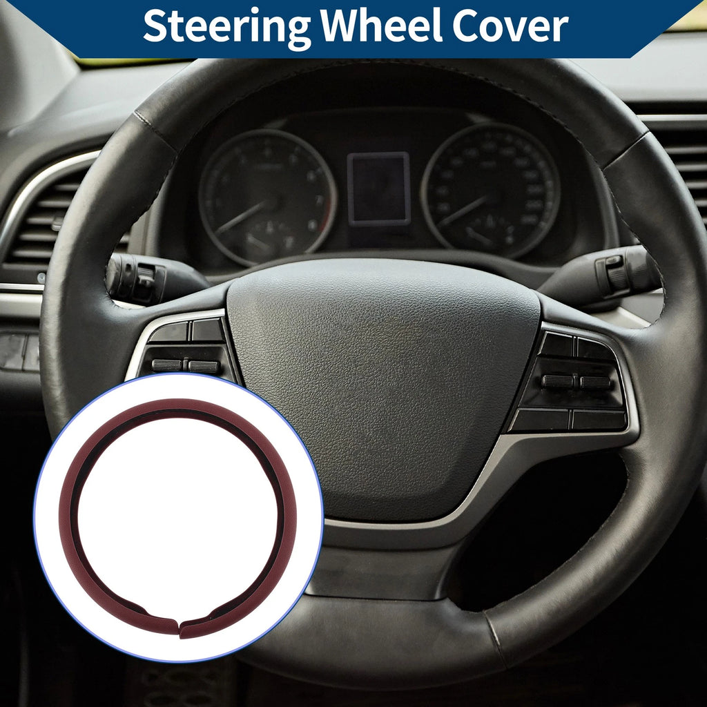 Steering Wheel Cover for Universal Fit (14.96", Wine Red)