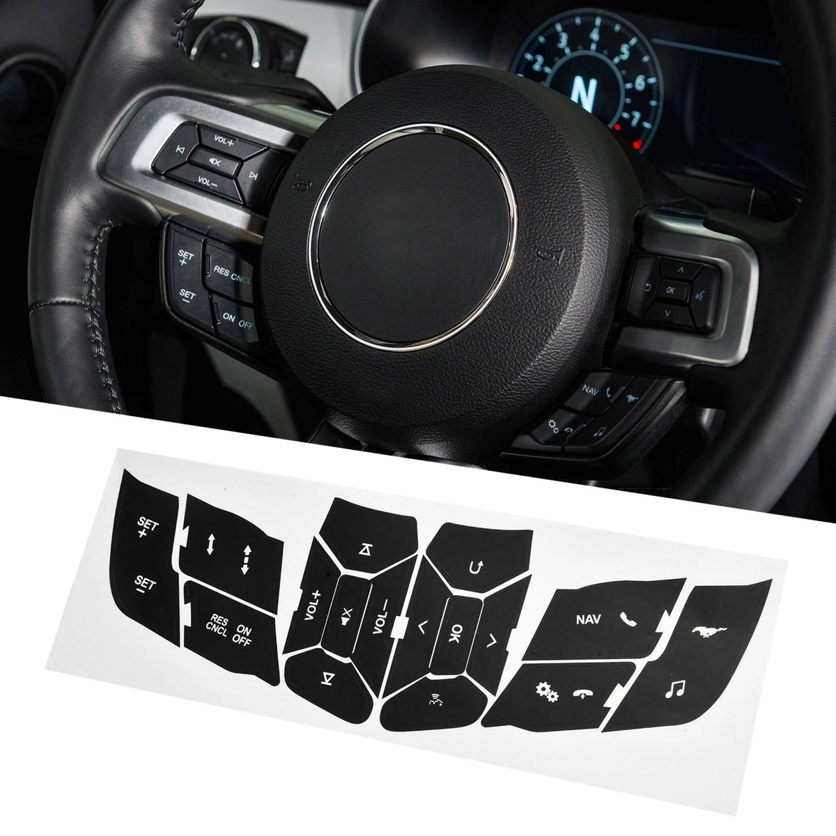 For Your For FORD For MUSTANG Button Repair Sticker Set Models '19 '22