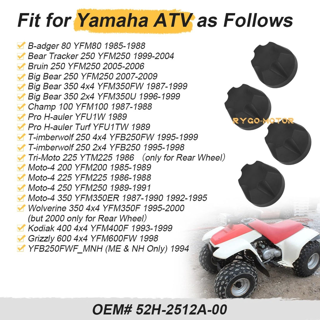 Set of 4 Wheel Caps for Yamaha Bear Tracker 250 (1999–2004) 52H-2512A-00