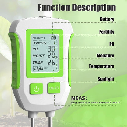 5 in 1 Soil Tester for Plants (Moisture, pH, Temperature, Humidity, Light)