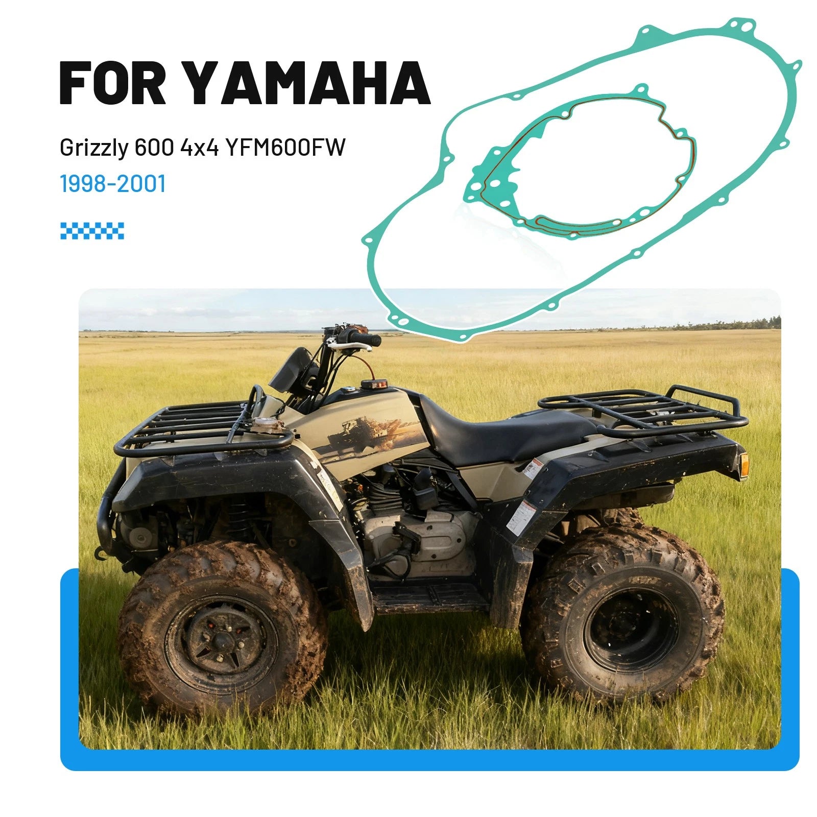 Clutch Cover Gasket for Yamaha Grizzly 600 (1998–2001) 4WV-15462-00-00, 4WV-15463-00-00