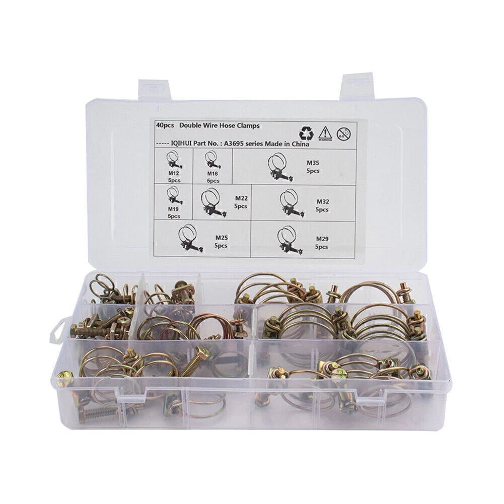 40PCS Double Wire Hose Clamp Kit for Various Applications