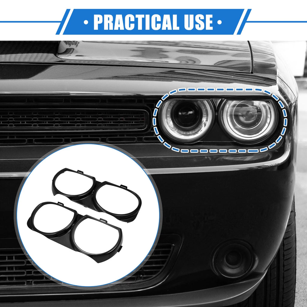Headlight Trim Ring Pair Front Left Right for Dodge Challenger (2008–2023)