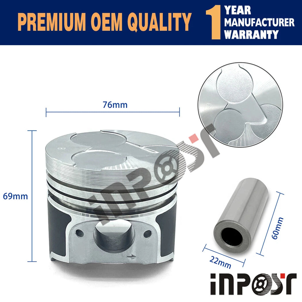 Piston Kit & Rings STD for Kubota Engine 3 Cylinders (D1005)
