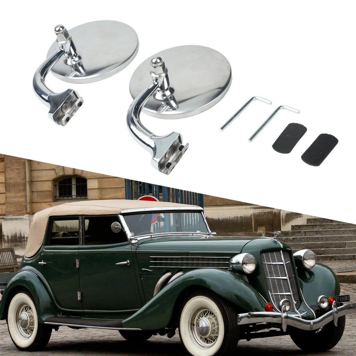 2 Pack Side Mirrors for Classic Cars (11x6.5x11cm)
