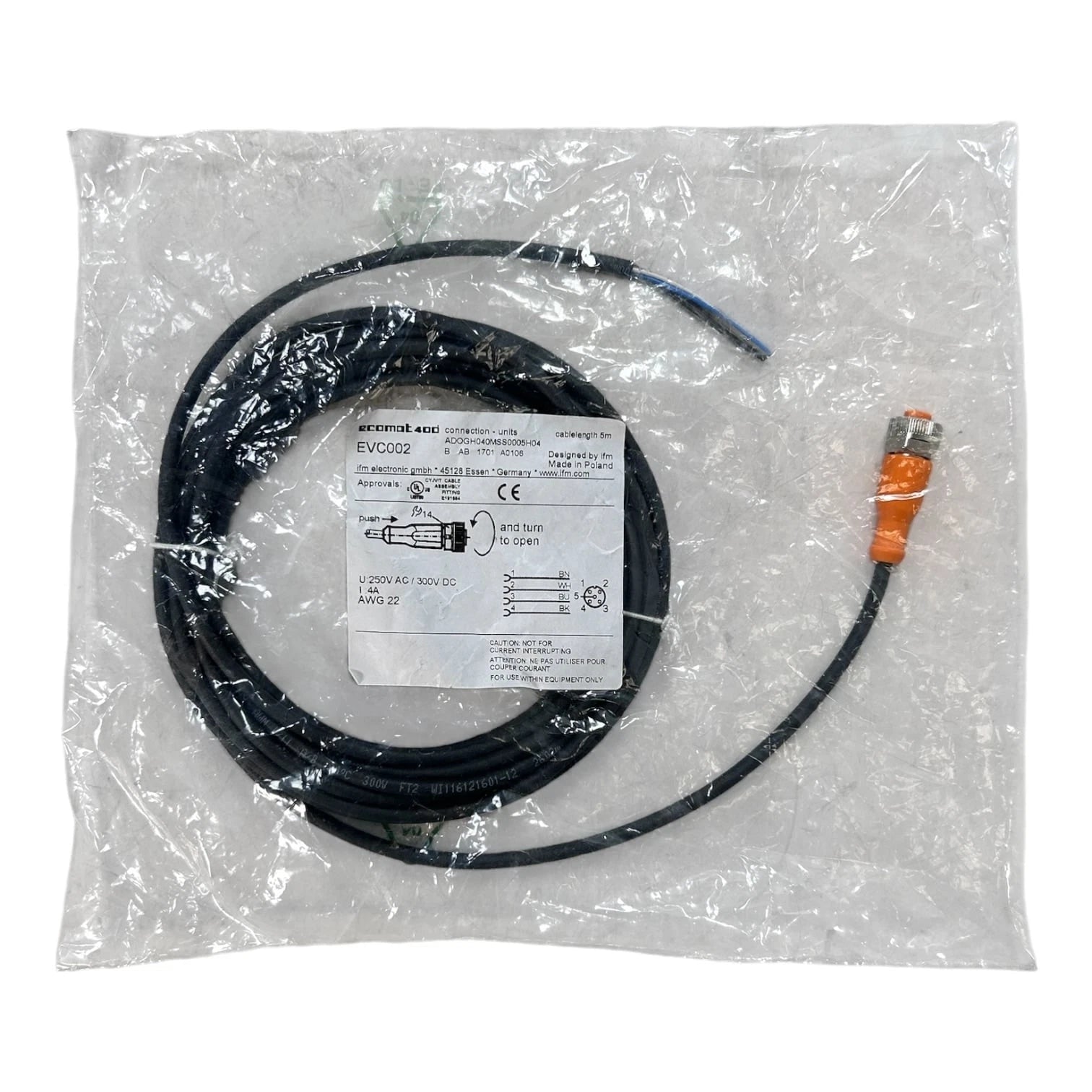 IFM EVC002 Sensor Cable for Ecomat 400 M12 (15FT)