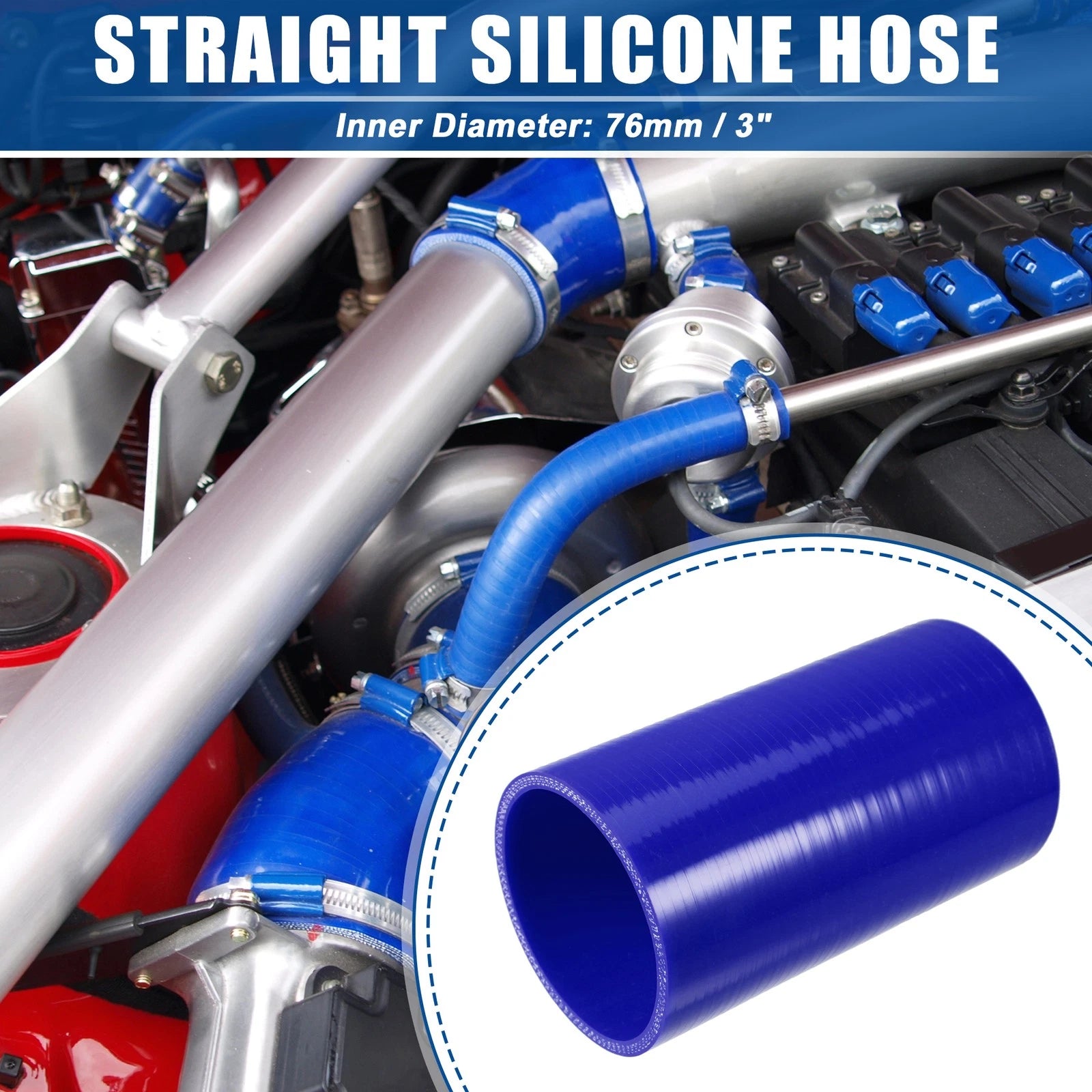 3" ID 6" Length Silicone Reducer Hose Intercooler for Universal Applications