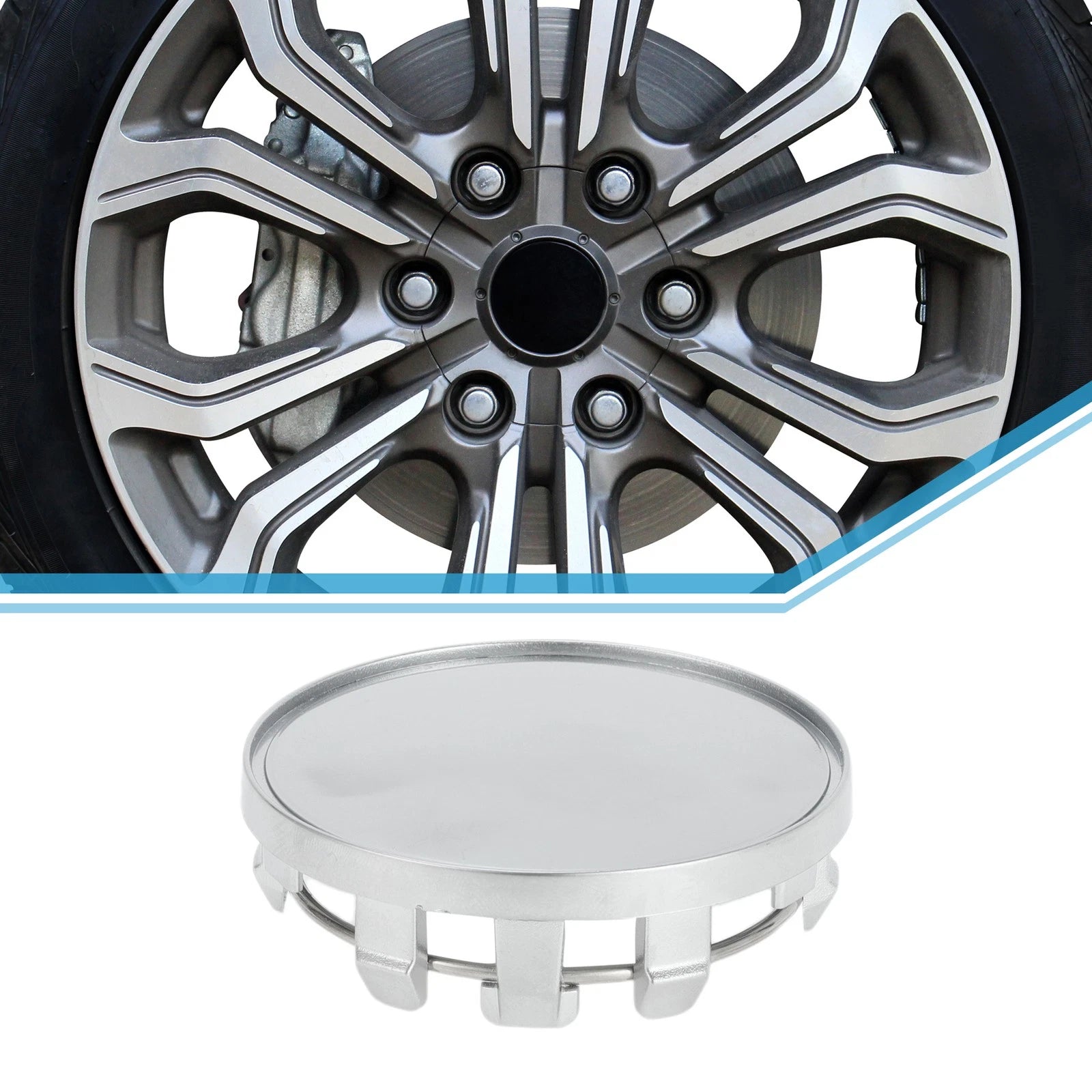 59mm Wheel Center Hub Cap for Universal Fit (Durable Silver Tone)