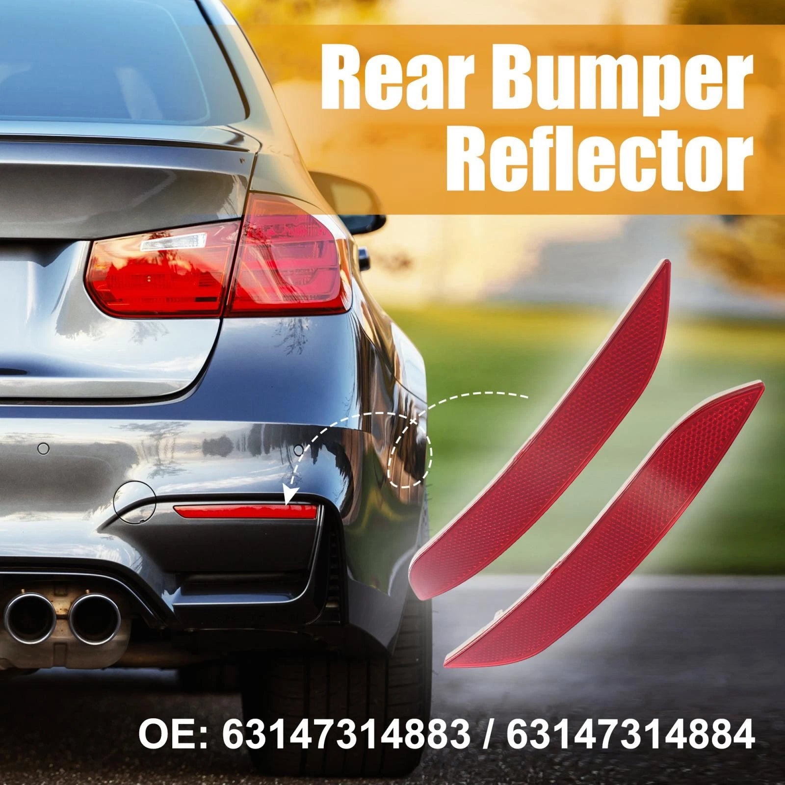 Pair Rear Bumper Reflector Strip Left Right for BMW X5 (2014–2018)