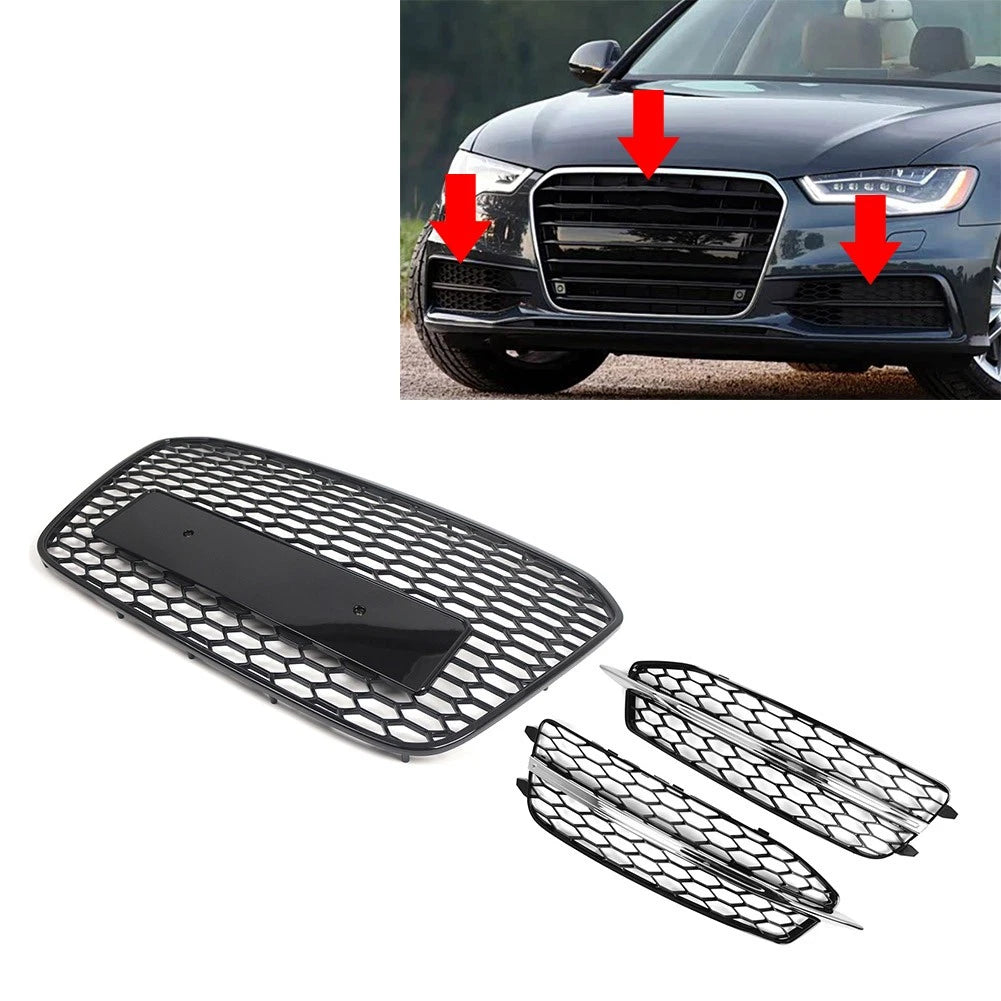 Front Radiator Grill with Fog Light Bezel for Audi A6 S6 (2012–2014)