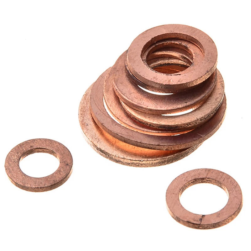 300Pcs Solid Copper Washers for Automotive Engine (Assorted Sizes)