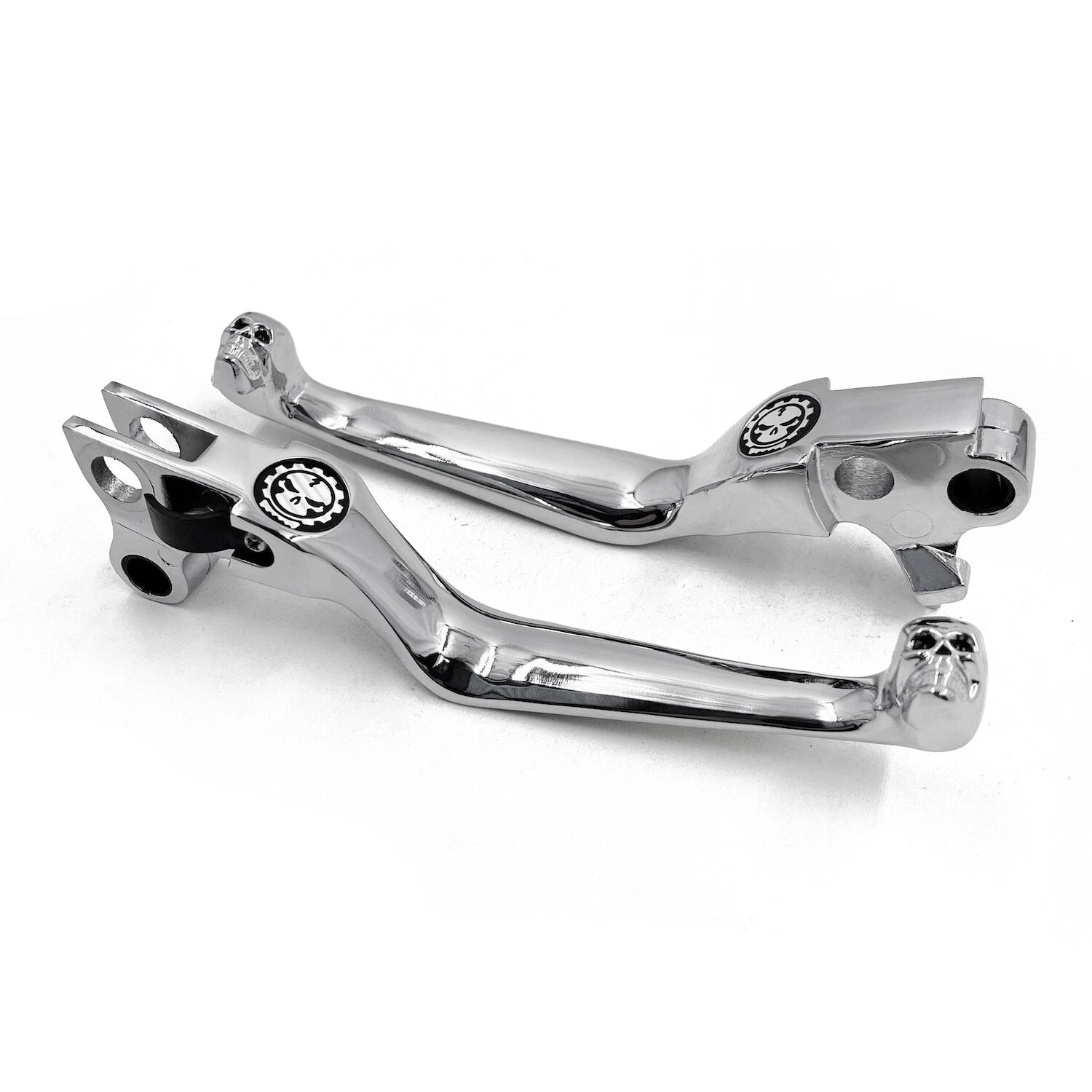 Chrome Smooth Skull Wide Blade Levers for Harley XL/Dyna/Softail (1996–2014)