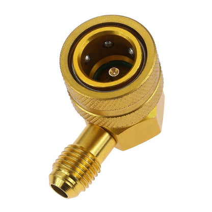 90 Degree Brass Quick Coupler Adapter for R134a AC (1/4 inch SAE)
