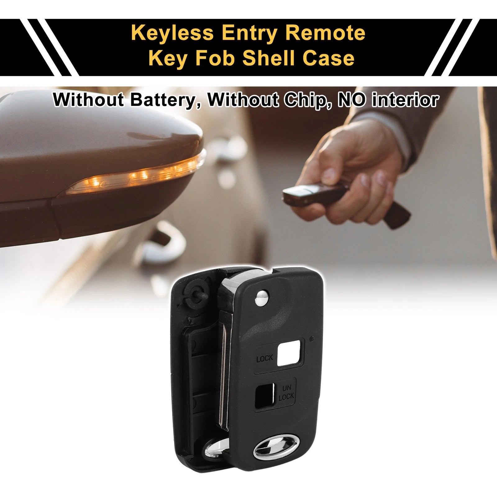 2 Button Key Fob Shell Case Replacement for Lexus RX300 (2001–2003) Black