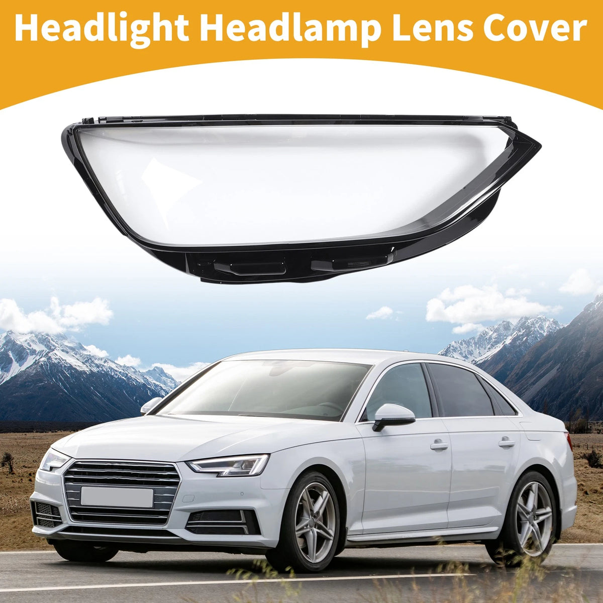 1 Pc Headlight Lens Cover for Audi A4 (2020–2023) Clear Black