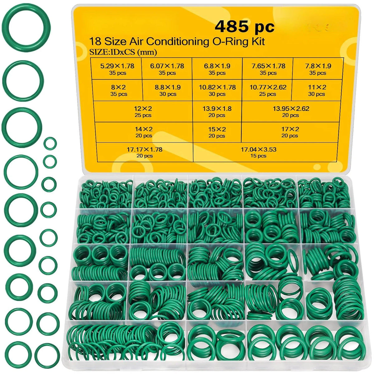 O Ring Seal Kit 485pcs for Car AC Compressor Water Pipe Repair