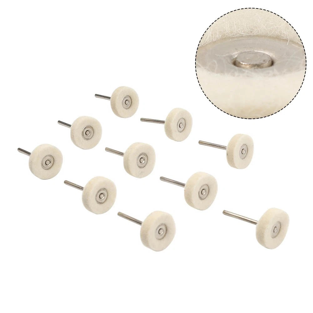 10pcs Wool Felt Polishing Buffing Wheel Discs for Rotary Tool (3mm Shank)