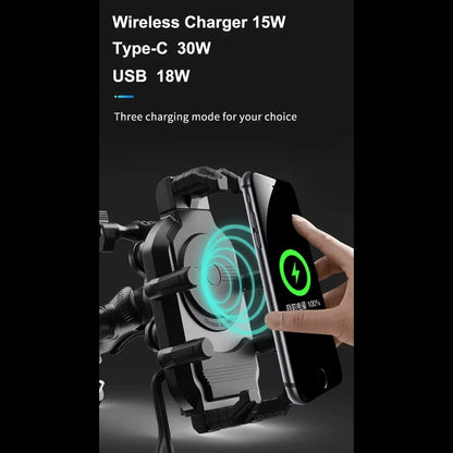 15W Fast Wireless Charger for Universal Motorcycle Phone Holder (Shockproof)