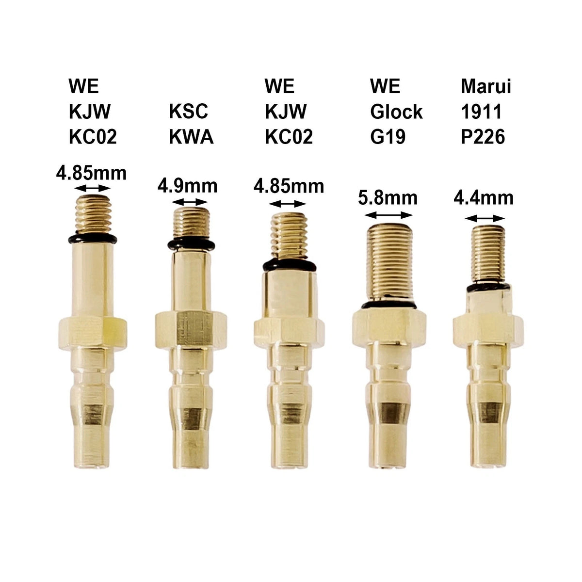 5pcs Brass Female-Threaded Adapters for 1911-P226 (1500psi)