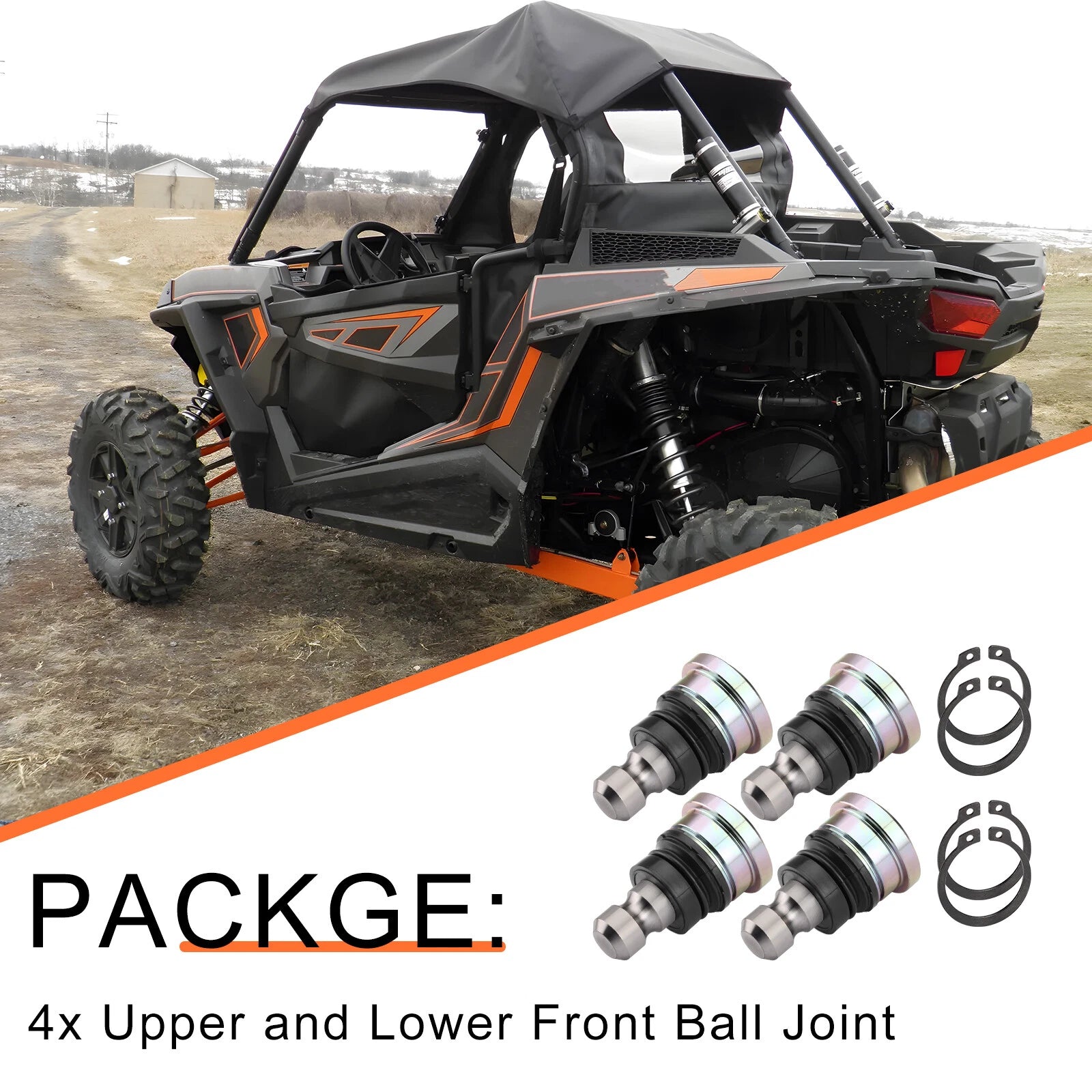 4X Upper Lower Front Ball Joint for Polaris RZR XP 1000 / XP 4 1000 (2014–2022)