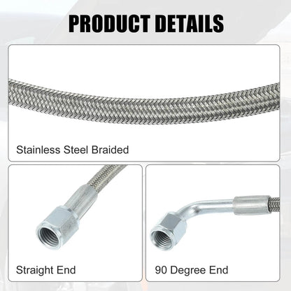 4AN Turbo Oil Feed Line for Universal Applications (24", Stainless Steel)