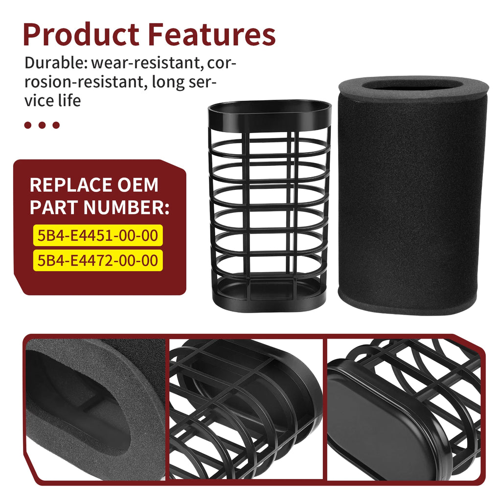 Air Filter w/ Cage Holder for Yamaha Rhino 700 YXR700F (2008–2013) 5B4-E4472-00-00