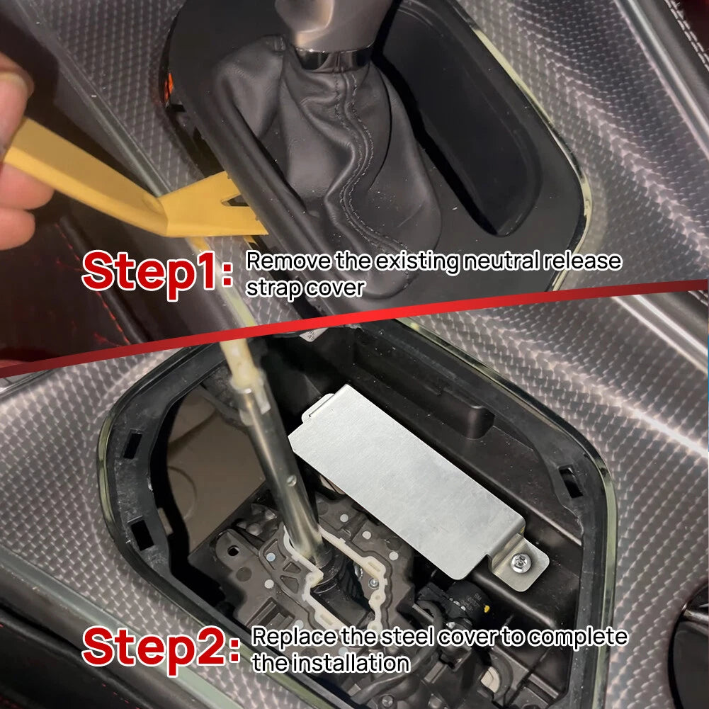 Neutral Release Strap Cover Plate for Dodge Challenger (2015–2023) Stainless Steel