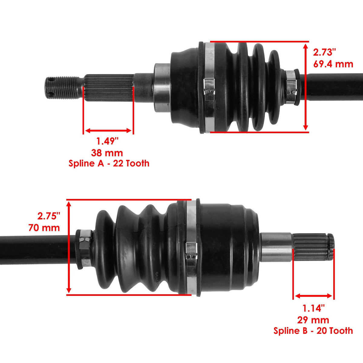Complete Axles Front Left Right for Kawasaki Prairie 400 KVF400 4x4 (1997-2002)