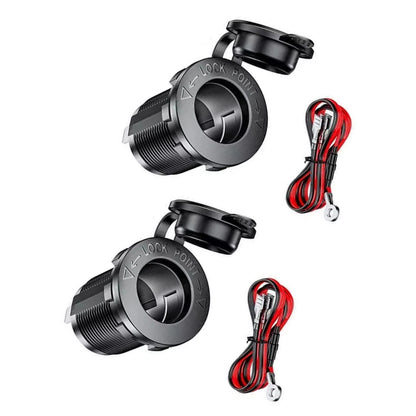 2 Sets Cigarette Lighter Socket Waterproof Dust Cap for Motorcycle Car