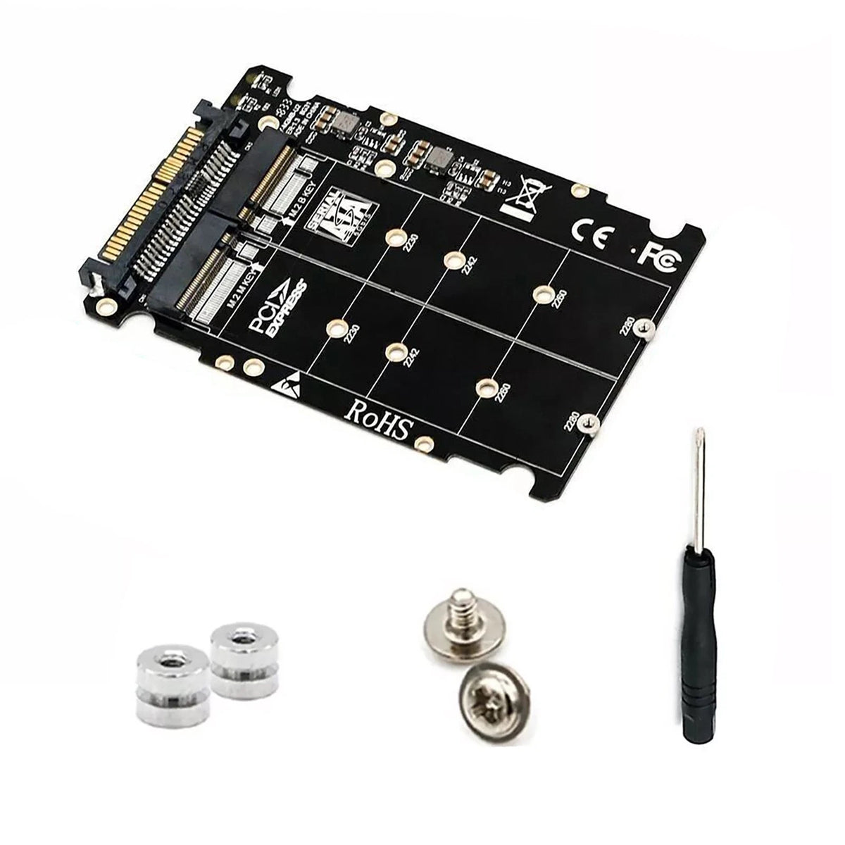M.2 NVME SSD Key M + NGFF SATA SSD Key B to U.2 SFF-8639 Adapter