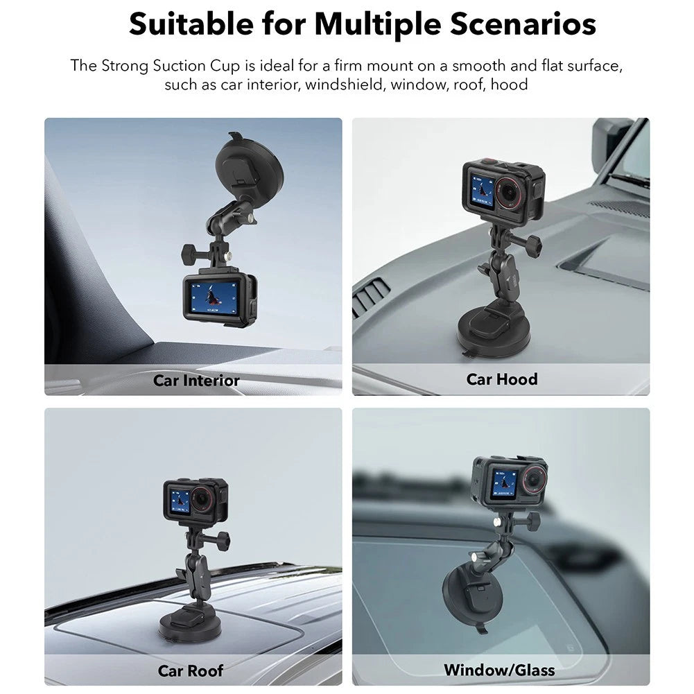 Action Camera Mount with Strong Suction Cup for DJI and Insta360 Models