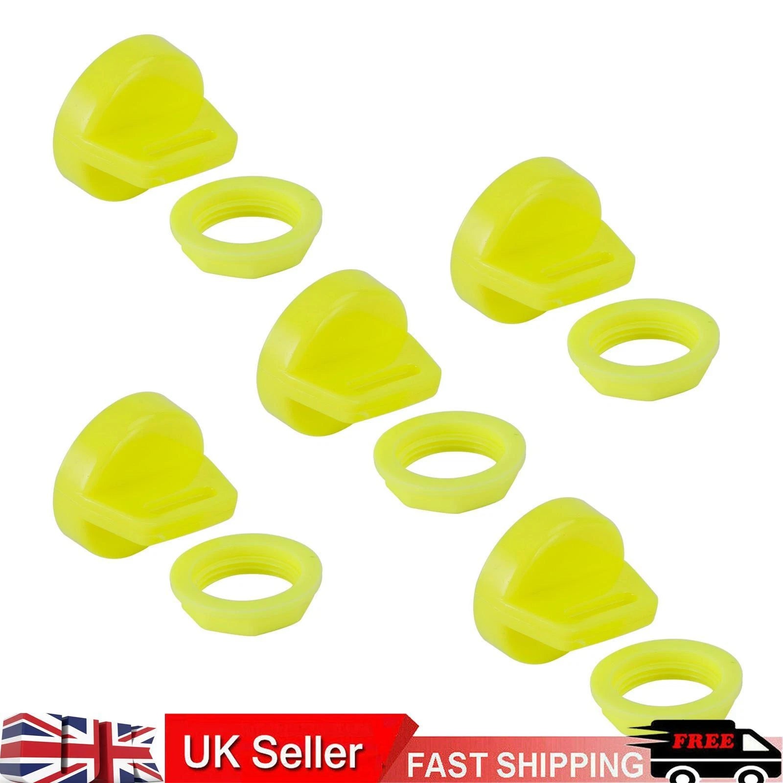 5X Yellow Ignition Key Cover w/Nut for Polaris RZR XP 570 800 900 1000 (2011–2023)