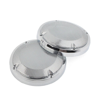 2X Chrome Saddlebag Lid Speaker Grill Covers for Harley Touring (1983–2020)