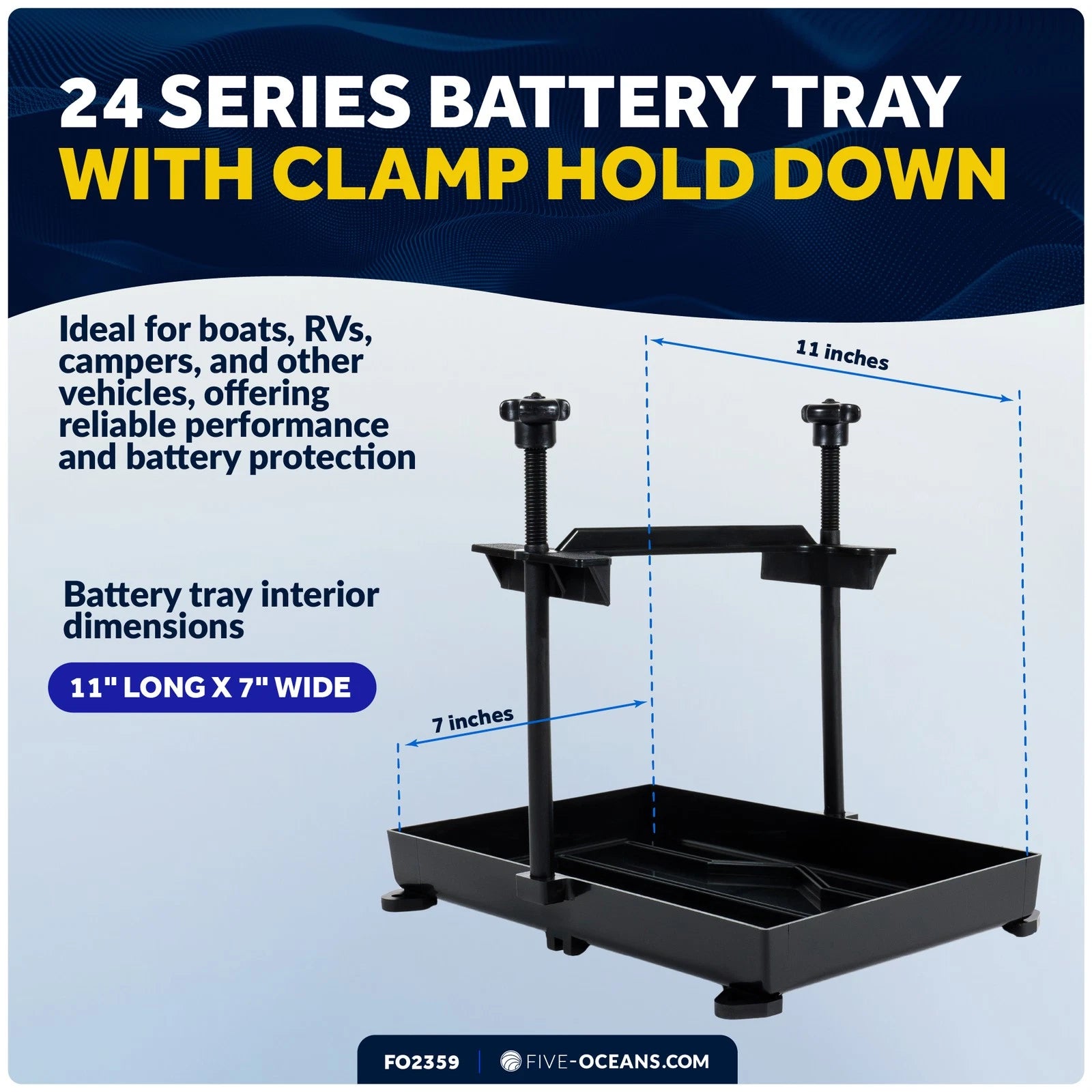 Battery Tray with Clamp for Five Oceans FO-2359 (Fits )