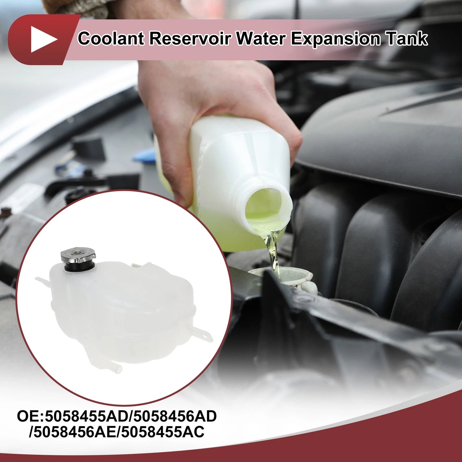 Coolant Expansion Overflow Tank with Cap Replacement for Dodge Journey (2009–2020)