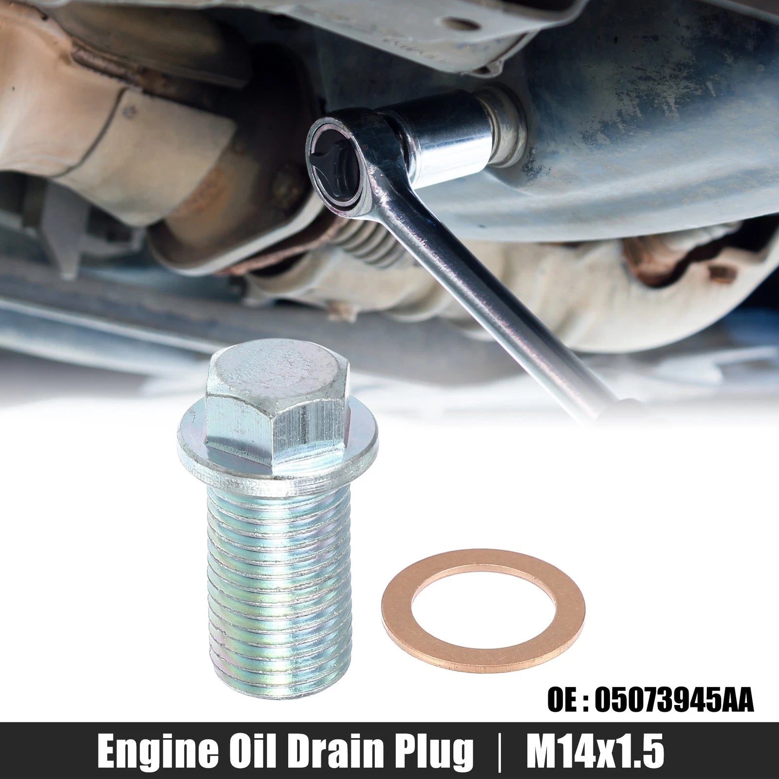 Engine Oil Drain Plug Screw with Seal Ring for Dodge Ram 1500 (2009–2018)