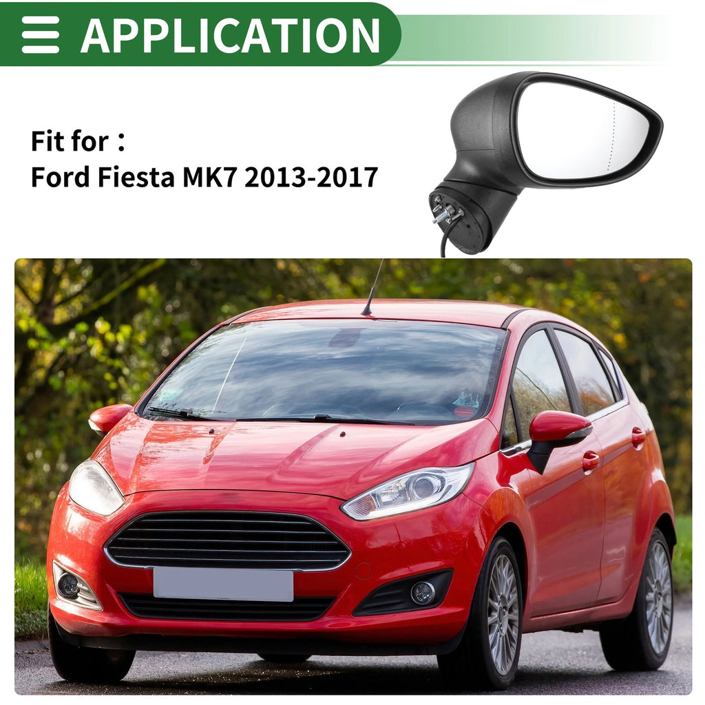 Right Side Door Mirror Replacement for Ford Fiesta MK7 Manual Folding Black (2009–2017)