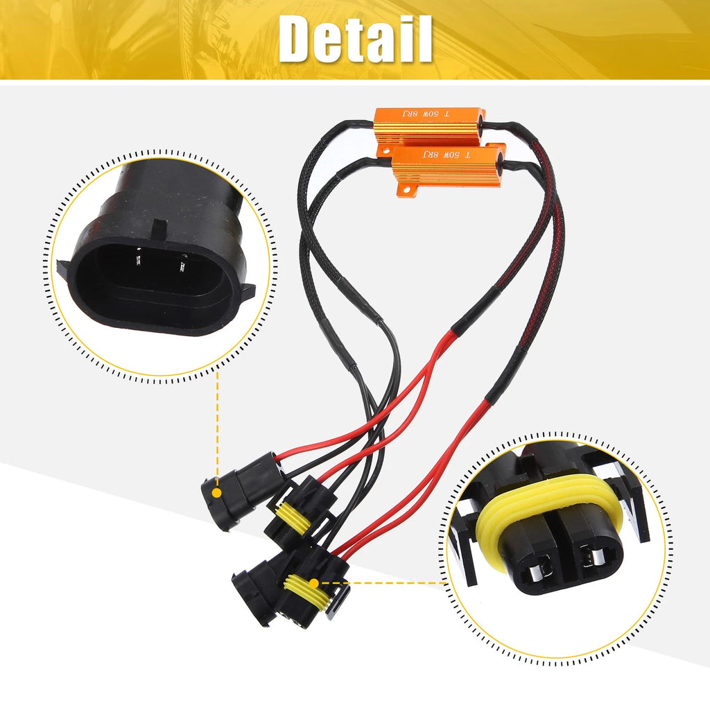 2X H11/H9/H8 LED Headlight Canbus Decoder Resistors for Universal Fit (2010–2023)