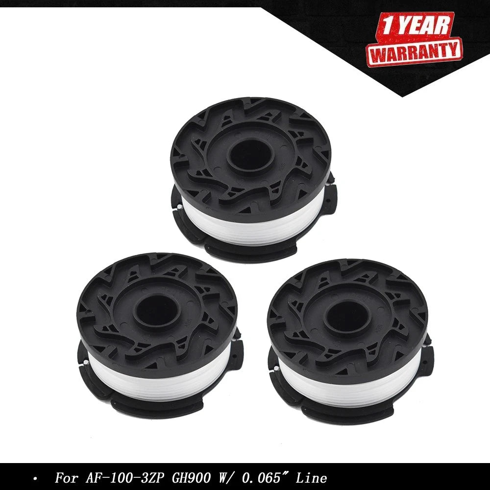 3X Replacement Trimmer Spools for BLACK+DECKER GH600 (AF-100-3ZP) 30ft 0.065"