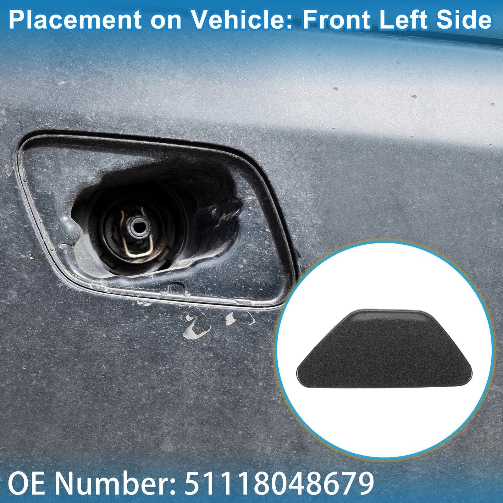 Washer Nozzle Cover Cap Front Left OEM Replacement for BMW 528i (2011–2016)