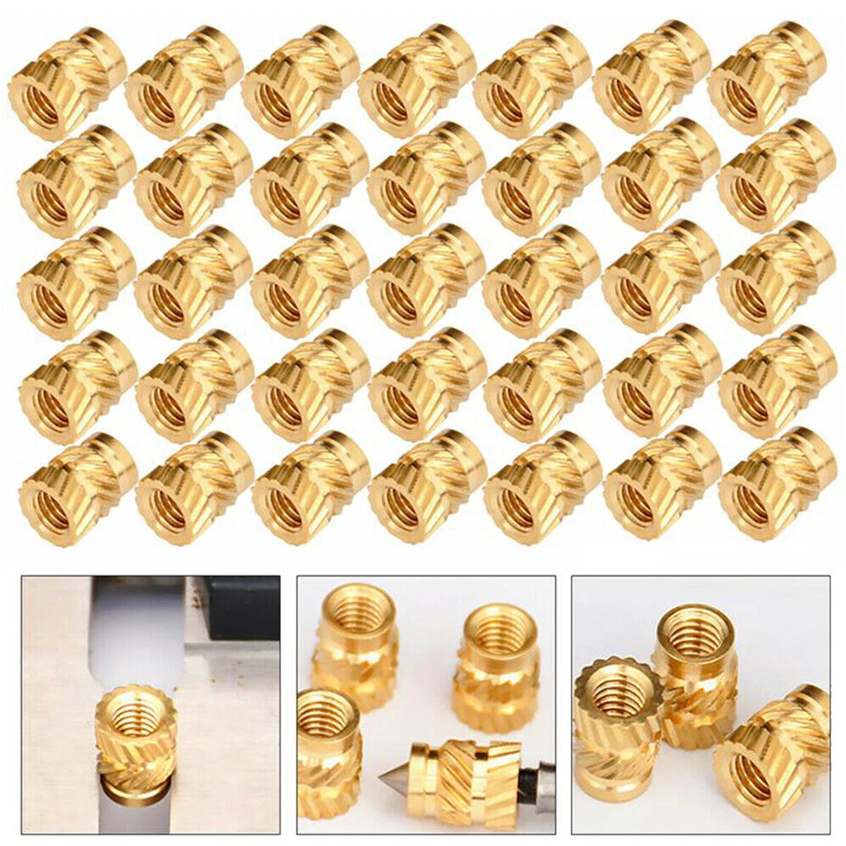 M3 Thread Knurled Brass Inserts (100-1000PC) - Heat Resistant
