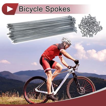 Set of 72 Bicycle Spokes 197mm Carbon Steel Galvanized for 14G Bike Wheel