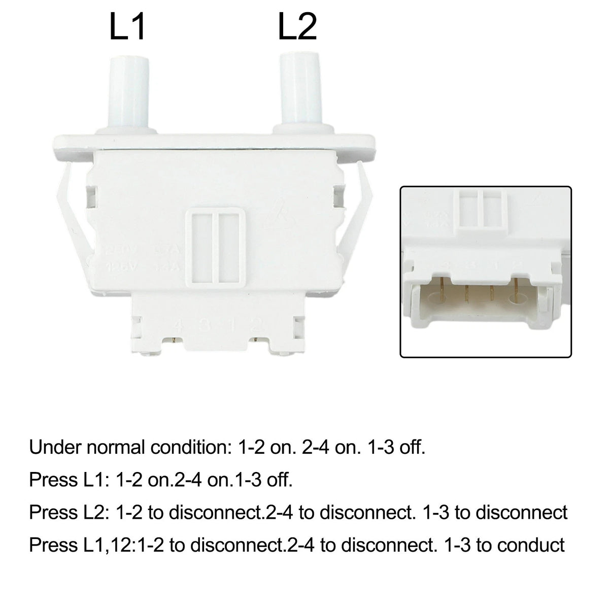 2X Refrigerator Light Door Control Switch for