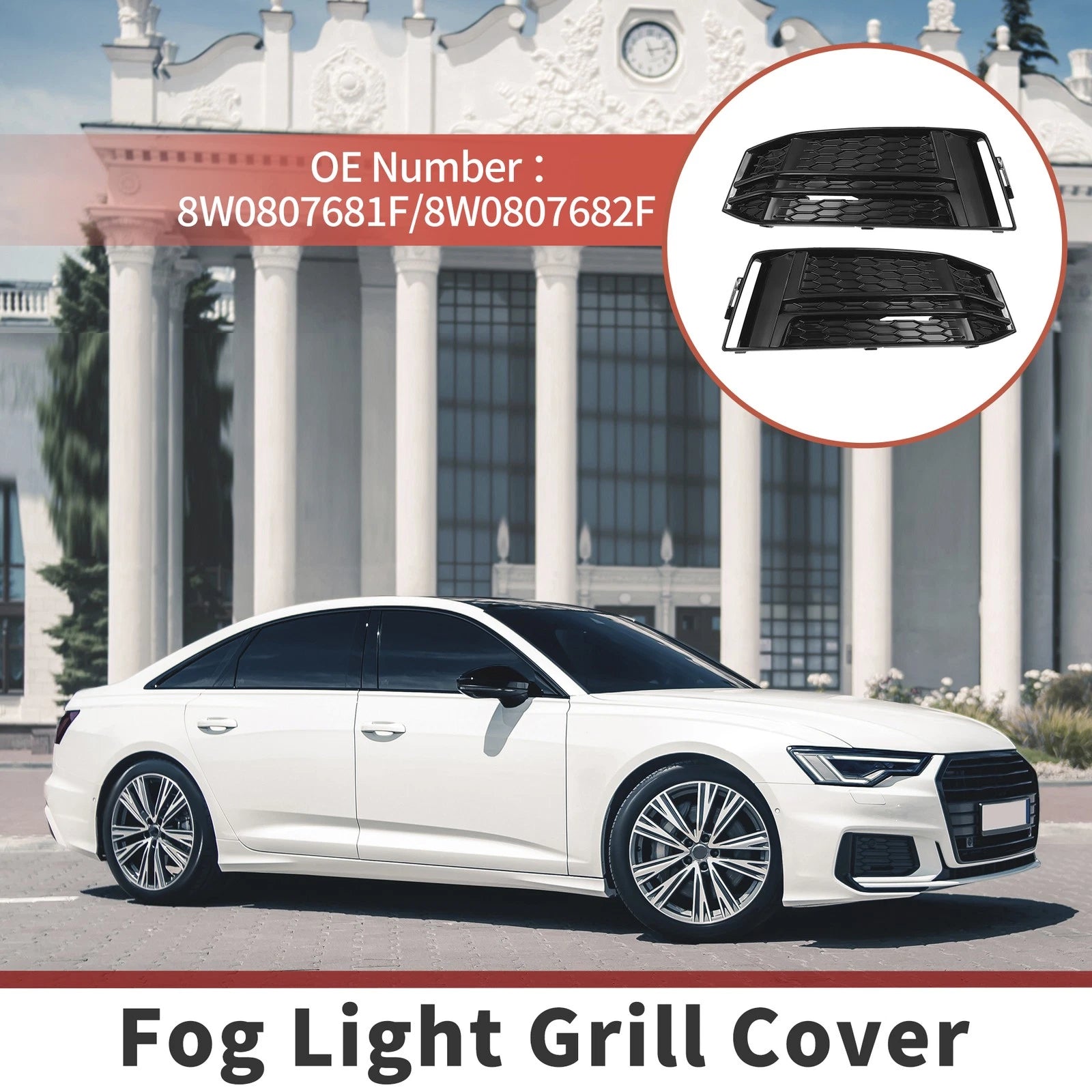 Front Fog Light Grill Pair OEM Replacement for Audi A4 B9 S4 (2016–2024)