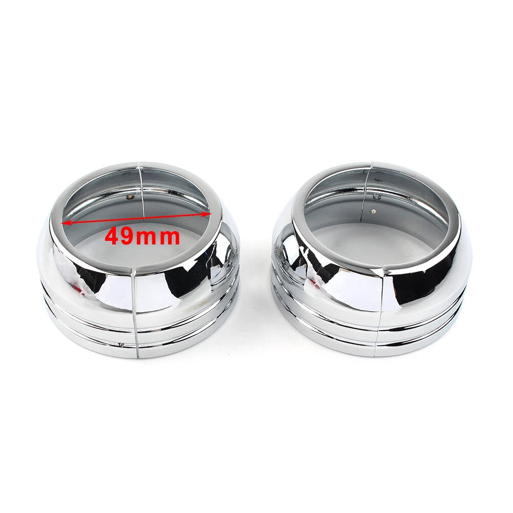 Set of 2 49mm Chrome Fork Boot Covers for Harley FXD (2006–2017)