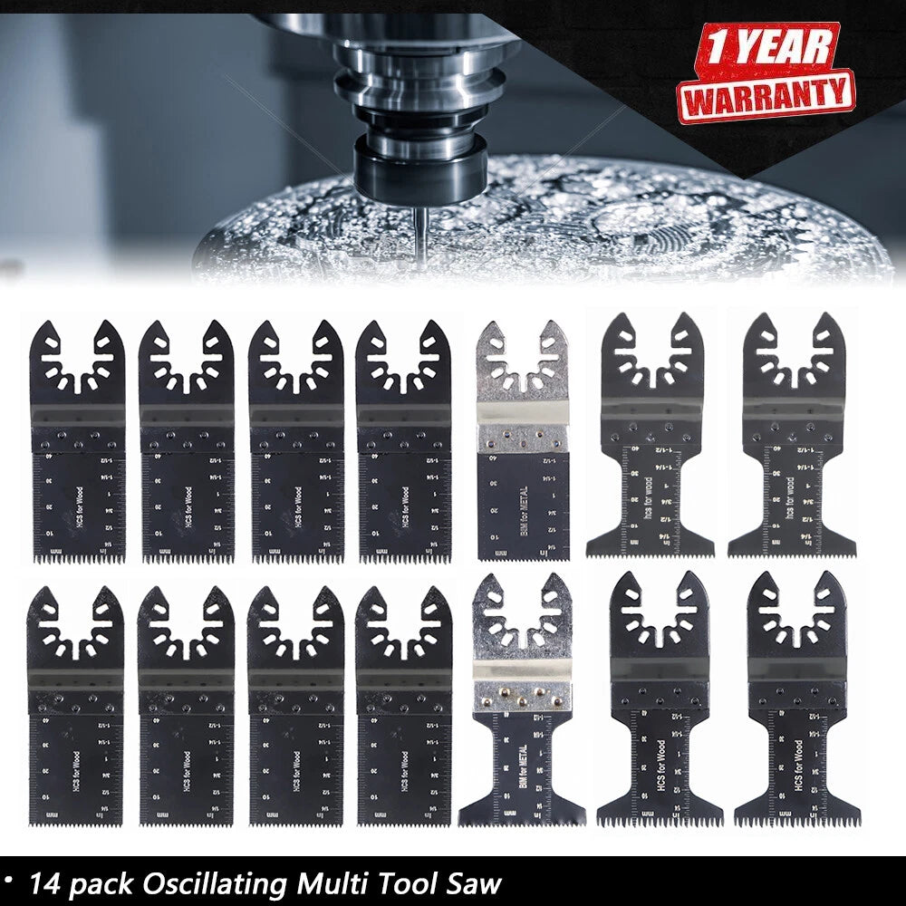 14 Pack Oscillating Multi Tool Saw Blades for Universal Use