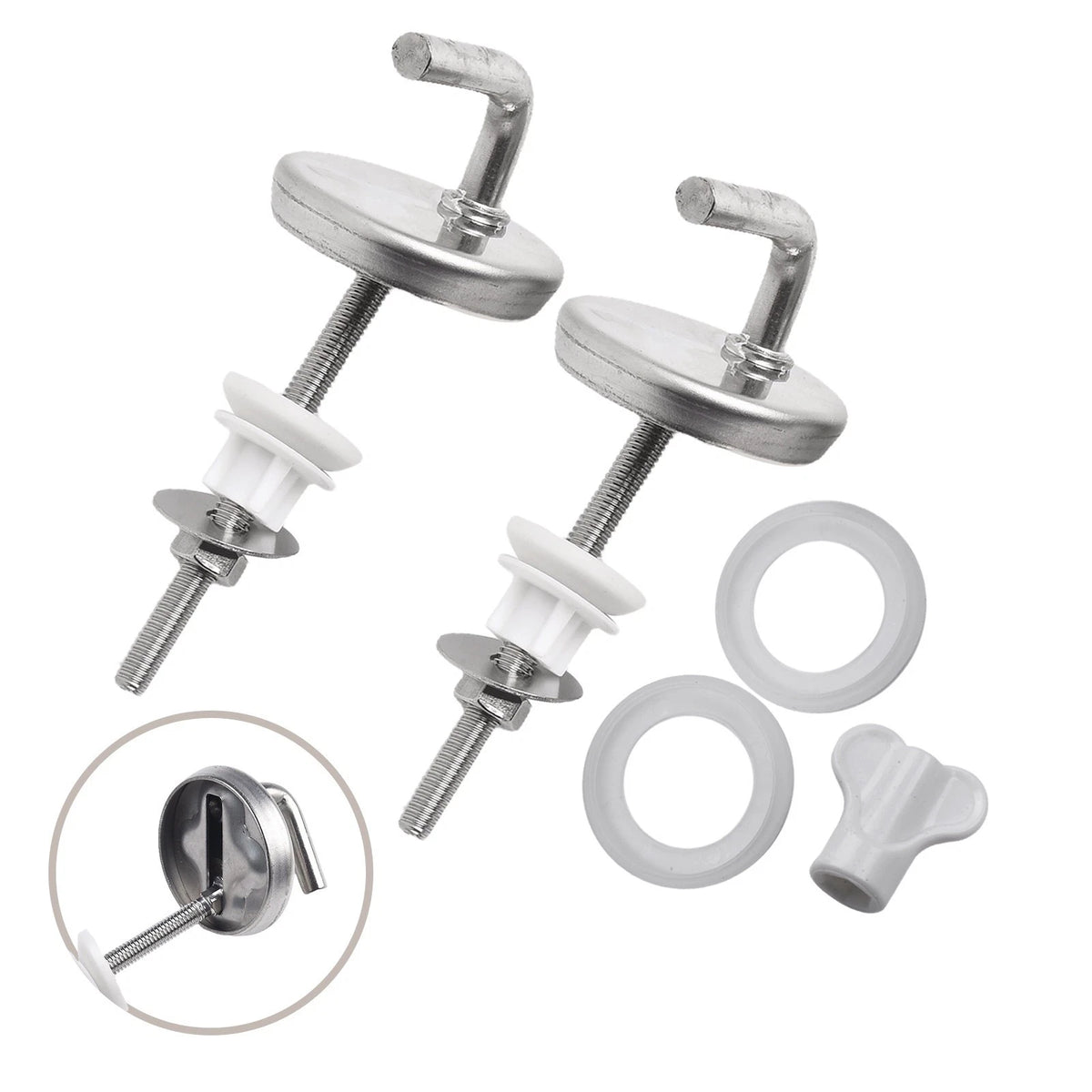 2X Rust Proof Stainless Steel Toilet Seat Hinge with Mounting Accessory